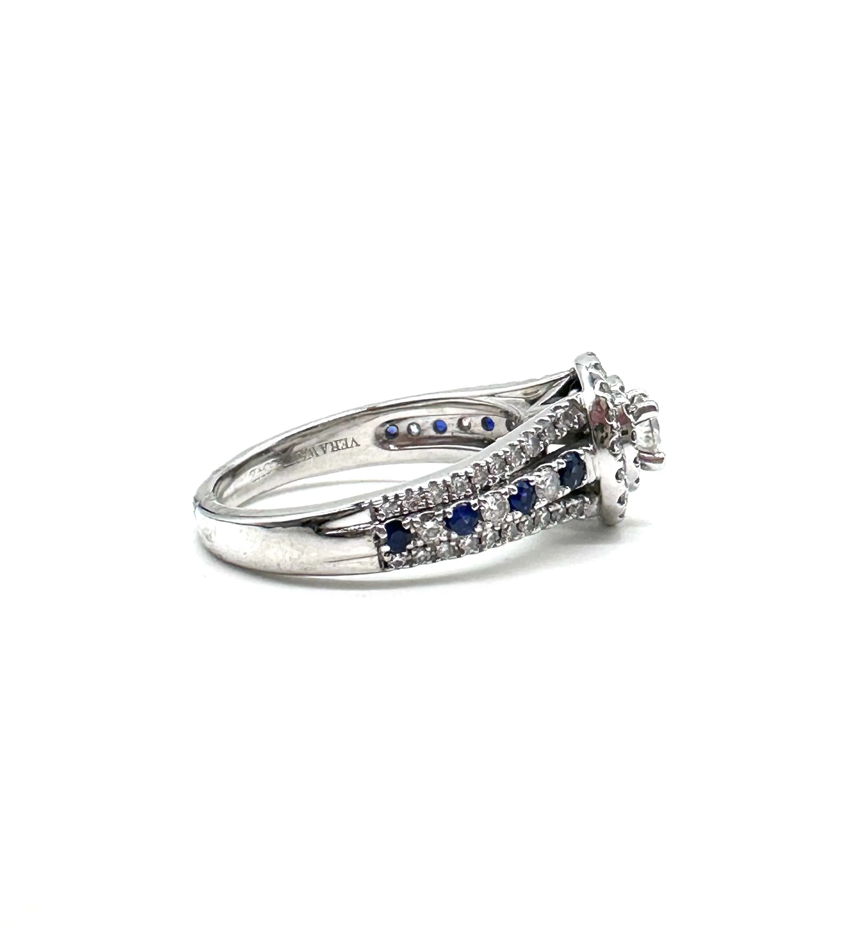 Vera Wang diamond halo and sapphire ring