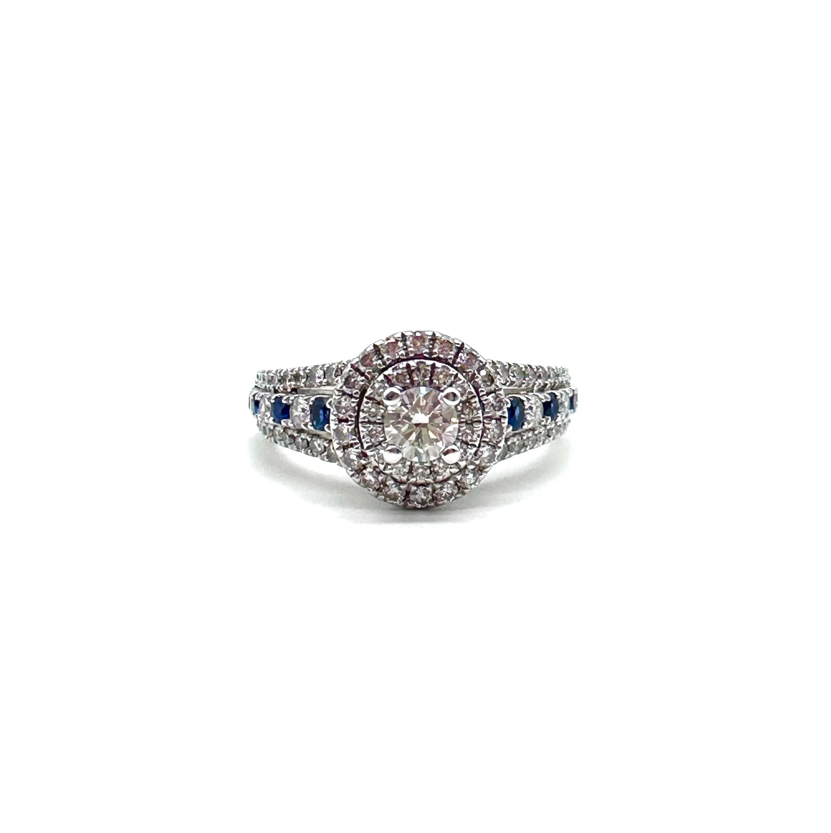 Vera Wang diamond halo and sapphire ring