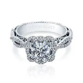 Verragio 18K White Gold Twisted Shank Petal-like Center Diamond Engagement Ring VENETIAN-5051R