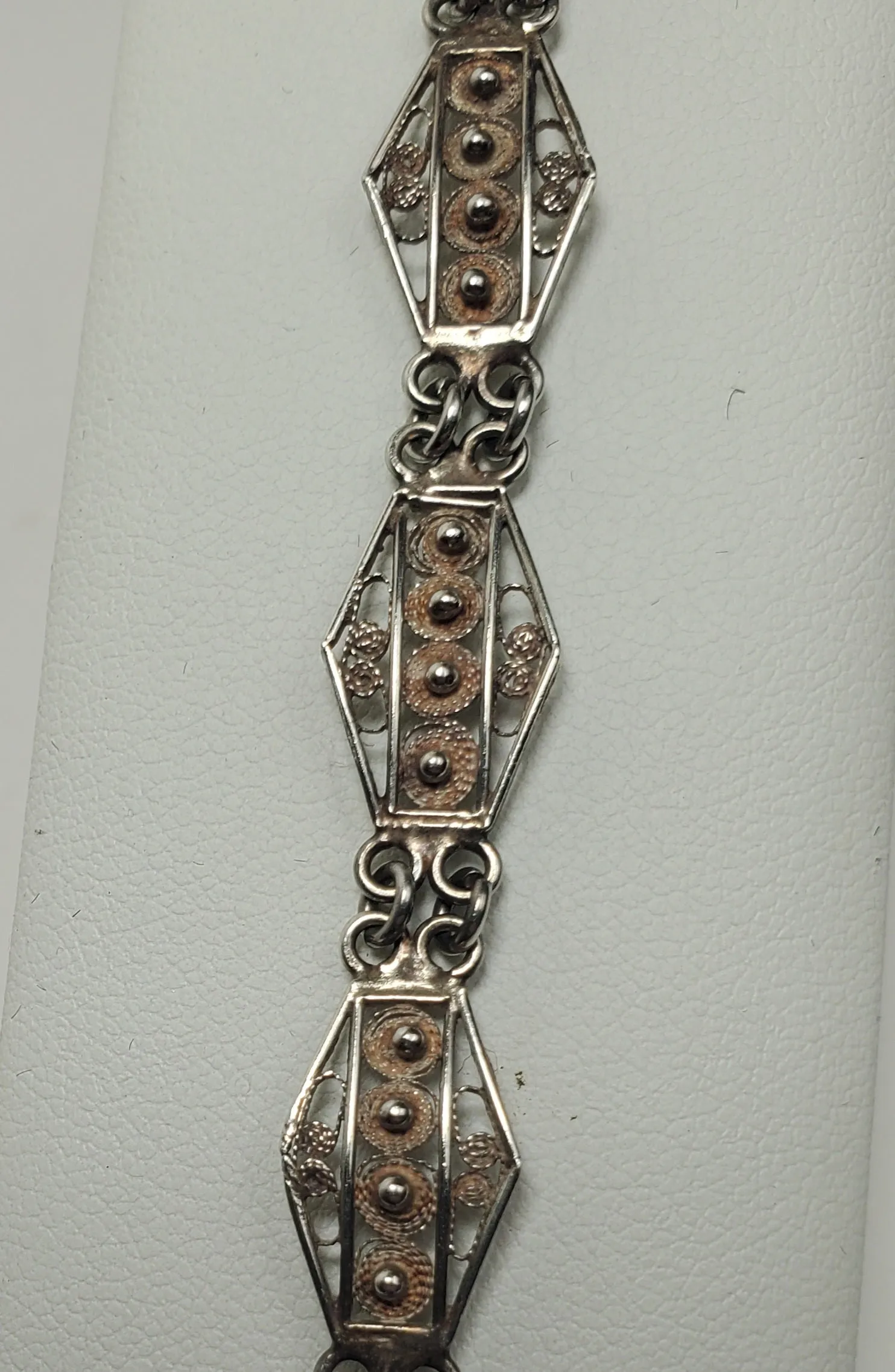 Vintage 800 Silver Filigree Link Bracelet