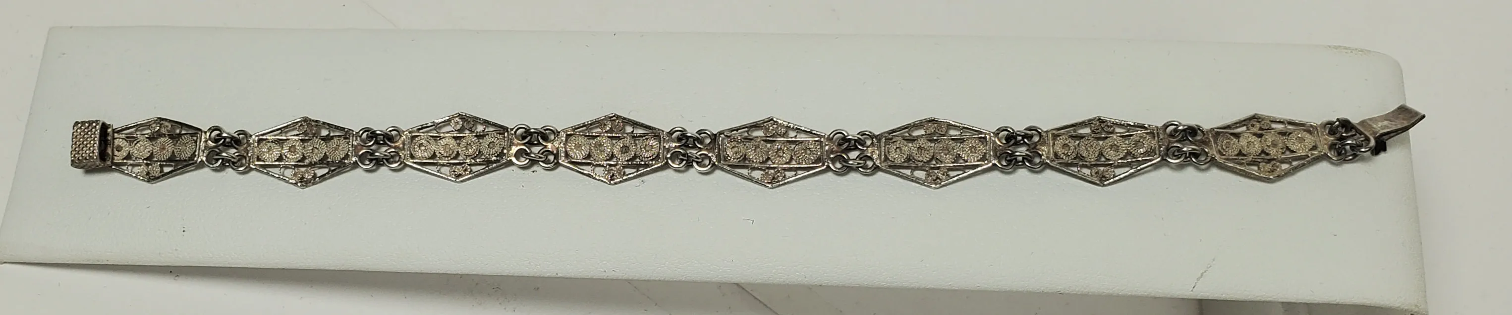 Vintage 800 Silver Filigree Link Bracelet