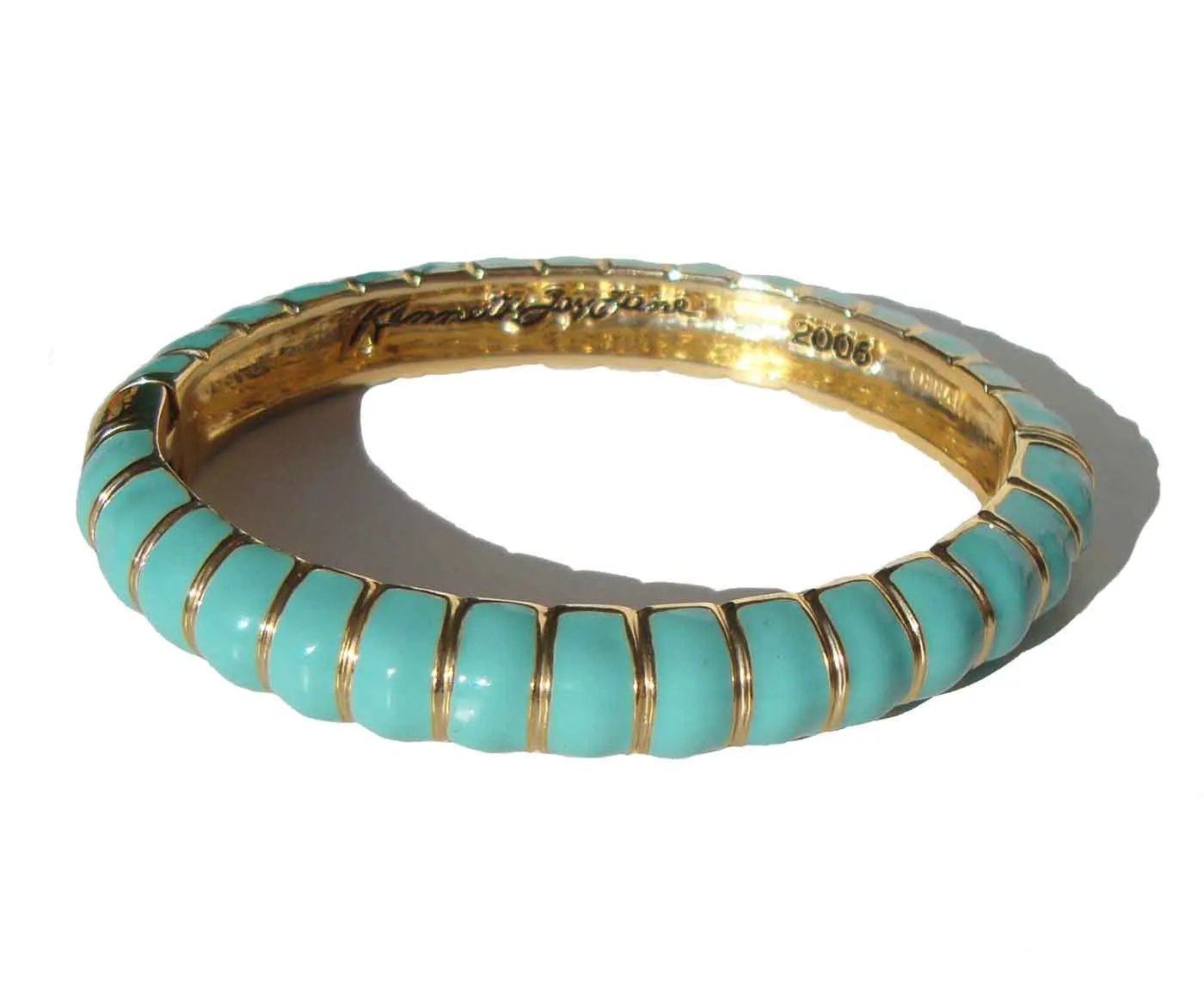 Vintage Kenneth Jay Lane Turquoise Enamel Clamper Bracelet