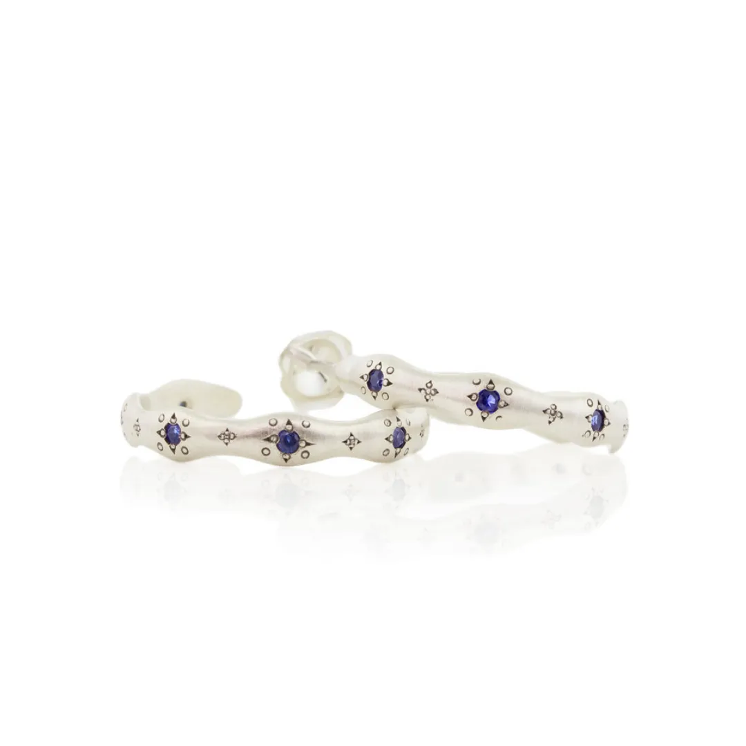 Wavy Sapphire Hoops