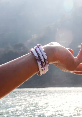 White & Mixed Beads Nepalese Roll on Bracelet