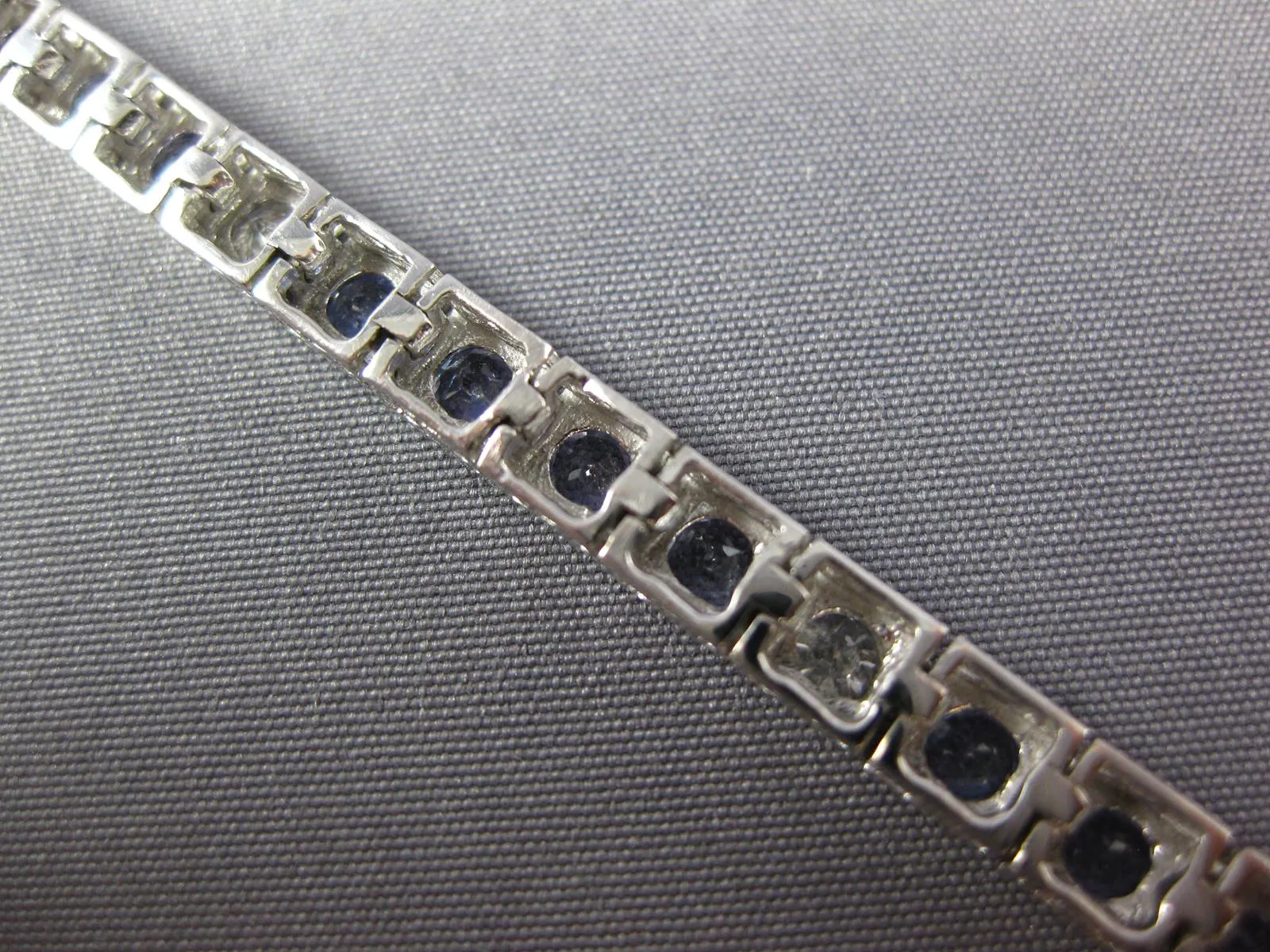 WIDE & LONG 4.67CT DIAMOND & AAA TANZANITE 14K WHITE GOLD SQUARE TENNIS BRACELET