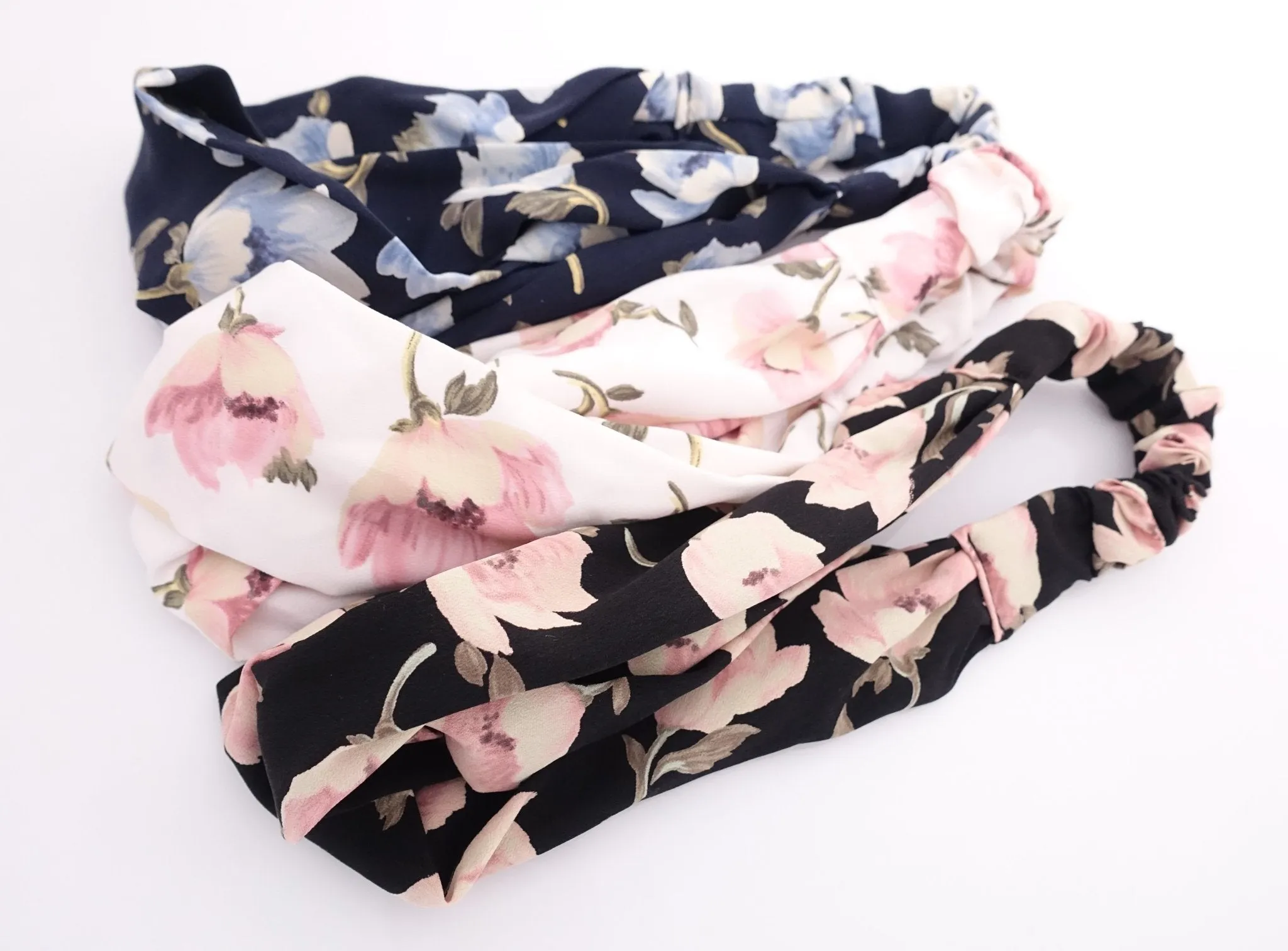 wild flower blossom print headband front cross twist hairband women hair accessories