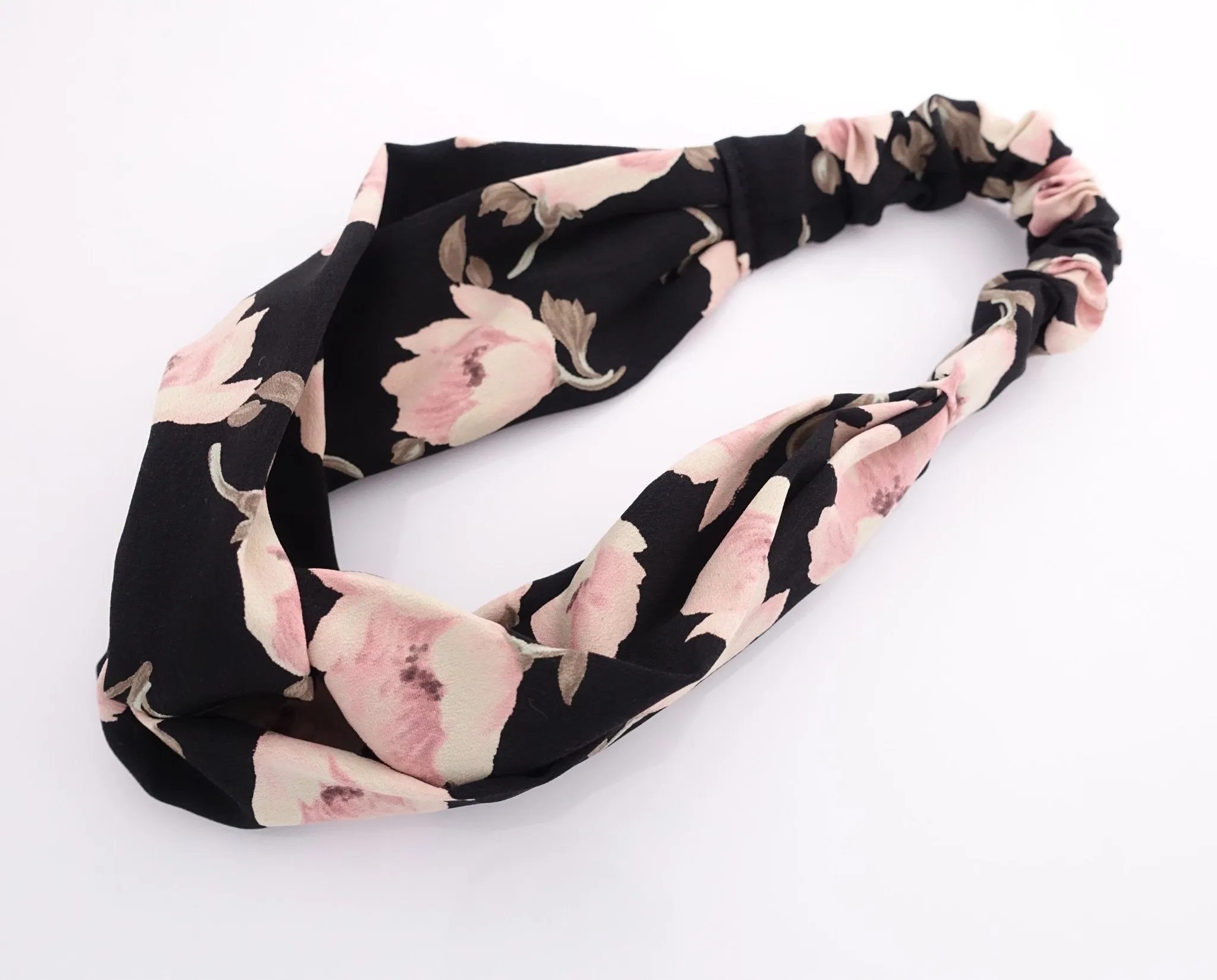 wild flower blossom print headband front cross twist hairband women hair accessories