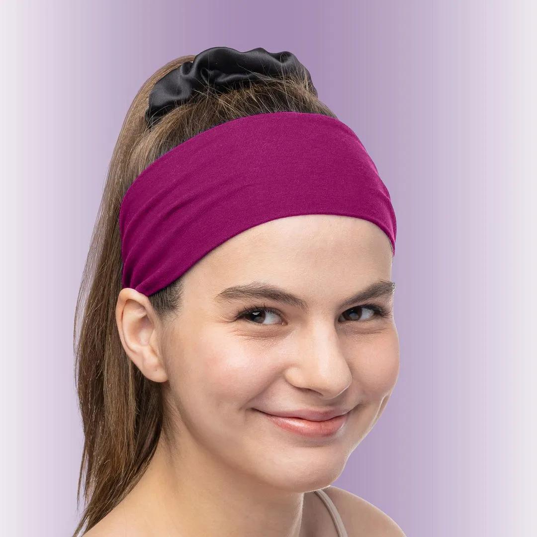 Women's Headbands Cotton Jersey 3" Wide Yoga Fitness Fashion Made in the USA Magenta