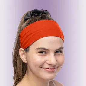 Women's Headbands Cotton Jersey 3" Wide Yoga Fitness Fashion Made in the USA Orange