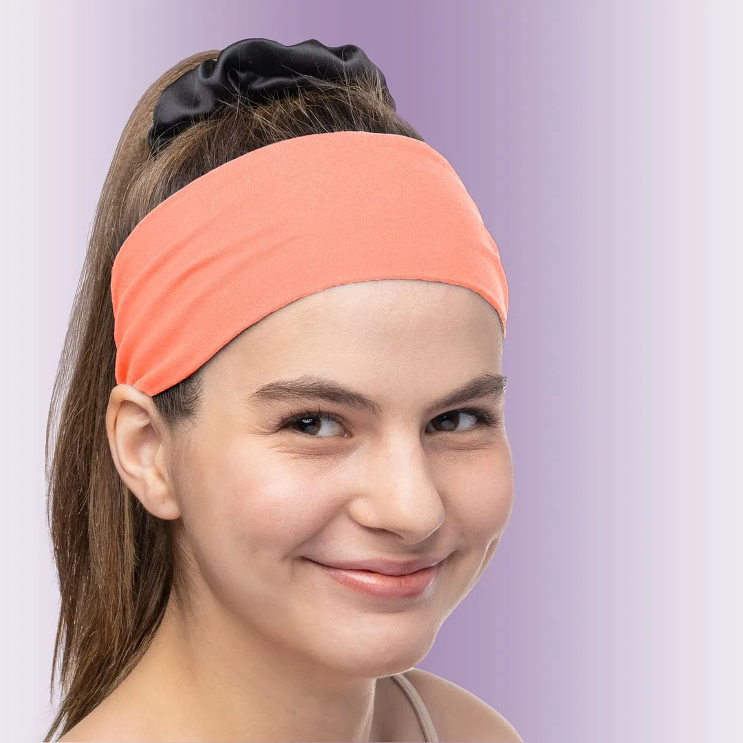 Women's Headbands Cotton Jersey 3" Wide Yoga Fitness Fashion Made in the USA Peach