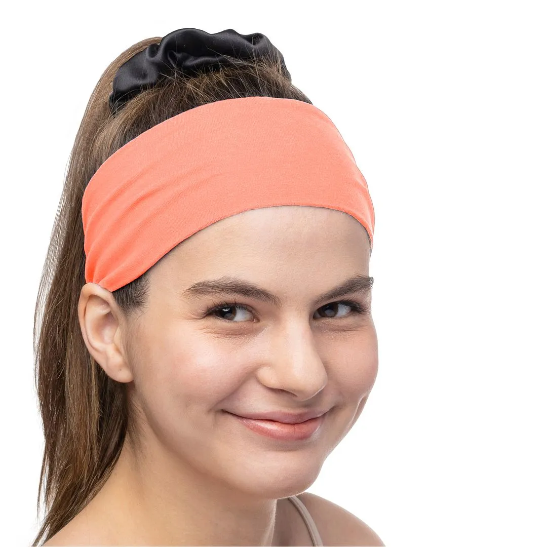 Women's Headbands Cotton Jersey 3" Wide Yoga Fitness Fashion Made in the USA Peach