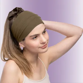 Women's Headbands Cotton Jersey 5" Wide Yoga Fitness Fashion Made in the USA Mocha