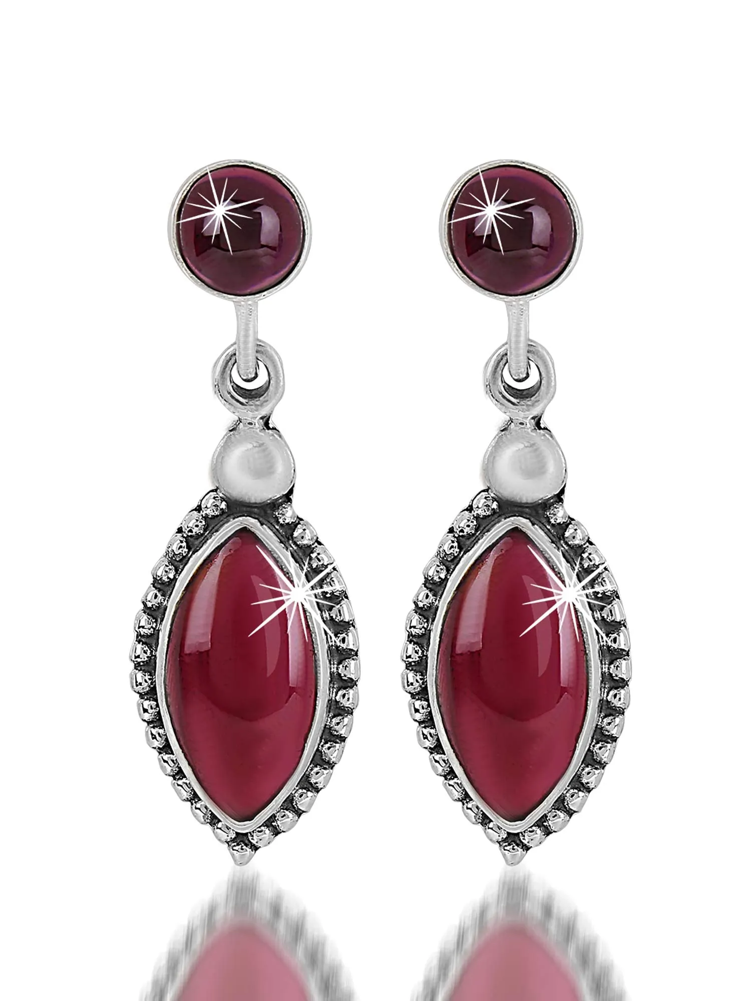 Yellow Chimes Gemstone Ruby Quartz 925 Sterling Silver Hallmark and Certified Purity Drop Earrings for Women and Girls