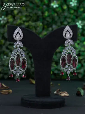 Zircon earring with ruby & cz stones and hangings